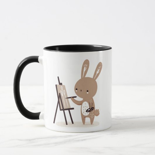 Mug Peinture de lapin artistique à l'Easel (Gauche)