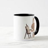 Mug Peinture de lapin artistique à l'Easel (Devant droit)