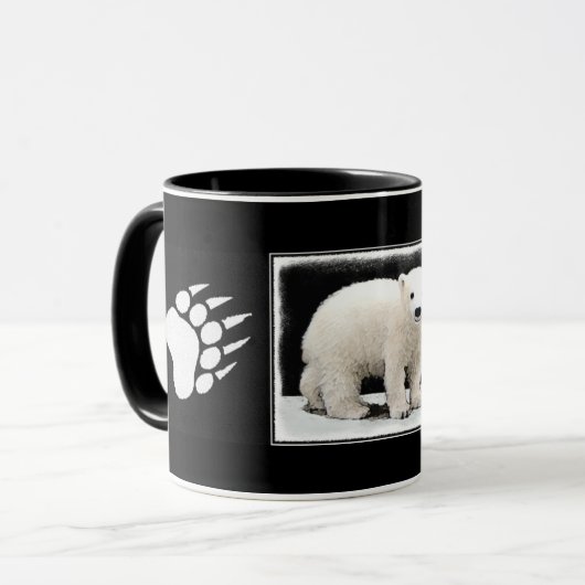Mug Peinture de l'ours polaire - Art original de la fa (Devant gauche)