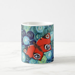 Mug Peinture de papillon paon retravaillée