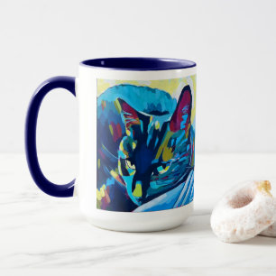 Mug Peinture de portrait de chat personnalisé - Aimé à