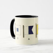 Mug Peinture de quatre drapeaux avec voile écrite sous (Devant gauche)