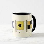 Mug Peinture de quatre drapeaux avec voile écrite sous (Devant droit)