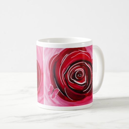 Mug Peinture de rose papillon par Alfred Fox (Devant droit)