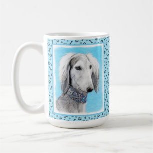 Mug Peinture de Saluki (Argent) - Joli art original de