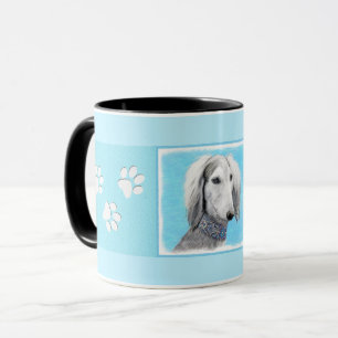 Mug Peinture de Saluki (Argent) - Joli art original de
