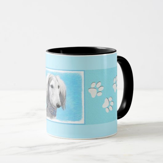 Mug Peinture de Saluki (Argent) - Joli art original de (Devant droit)