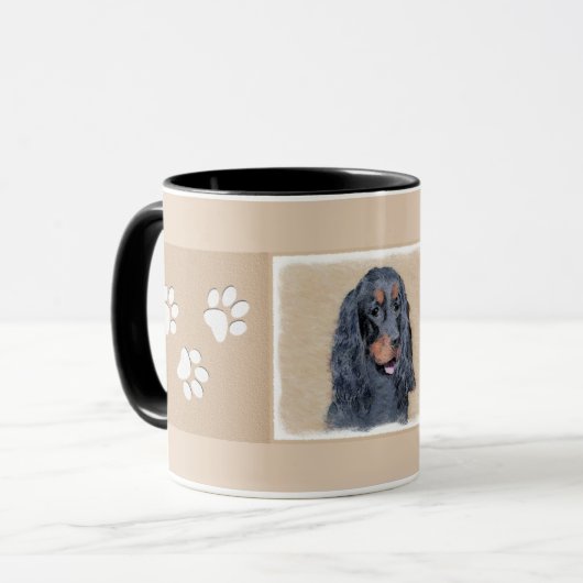 Mug Peinture de Setter Gordon - Art Original de Chien (Devant gauche)