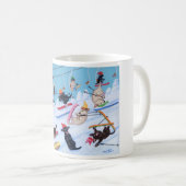 Mug Peinture de ski de Labradors d'amusement d'hiver (Devant droit)
