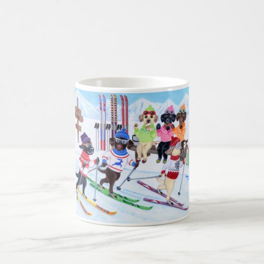 Mug Peinture de ski nordique de Labradors (Centre)