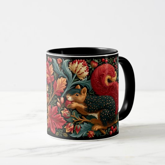 Mug Peinture de style William Morris de petits écureui (Devant droit)