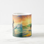 Mug Peinture de Surf à la Plage de Doberman (Centre)