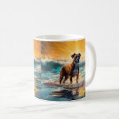 Mug Peinture de surf de la plage Boxer (Devant droit)