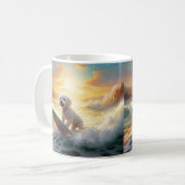 Mug Peinture de surf de plage de Bichon Frise (Devant gauche)