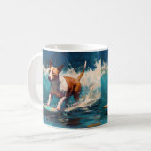 Mug Peinture de surf de plage de Bull Terrier (Devant gauche)
