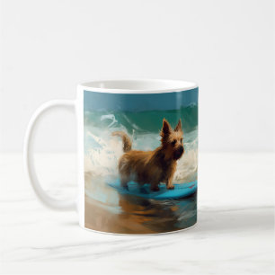 Mug Peinture de surf de plage de Terrier Australien