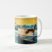 Mug Peinture de Surf sur Plage de Lévrier Afghan (Devant droit)