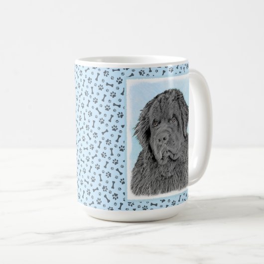 Mug Peinture de Terre-Neuve - Cute Original Dog Art (Devant droit)