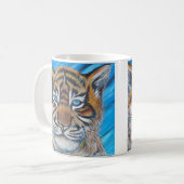 Mug Peinture de tigre à oeil bleu (Devant gauche)
