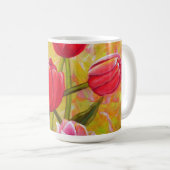 Mug Peinture de tulipes roses et rouges (Devant droit)