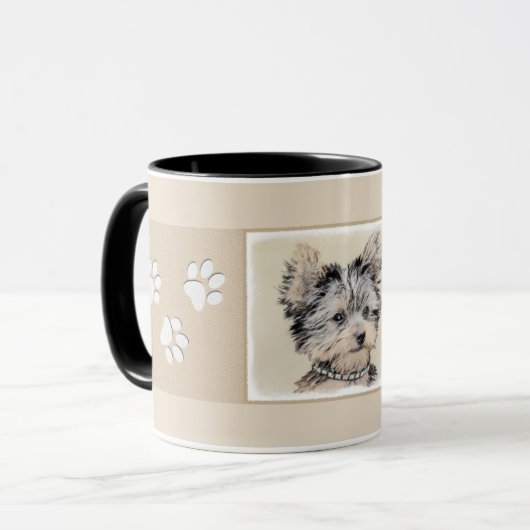 Mug Peinture de Yorkshire Terrier - art original (Devant gauche)