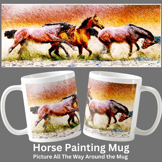 Mug Peinture des chevaux sur