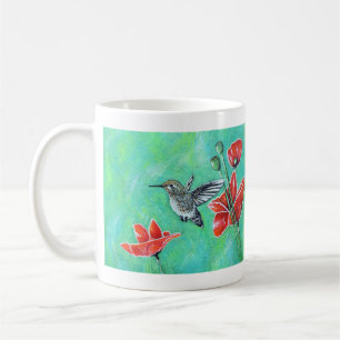 Mug Peinture des colibris et des pavots