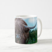 Mug Peinture des montagnes écossaise de vache (Devant droit)