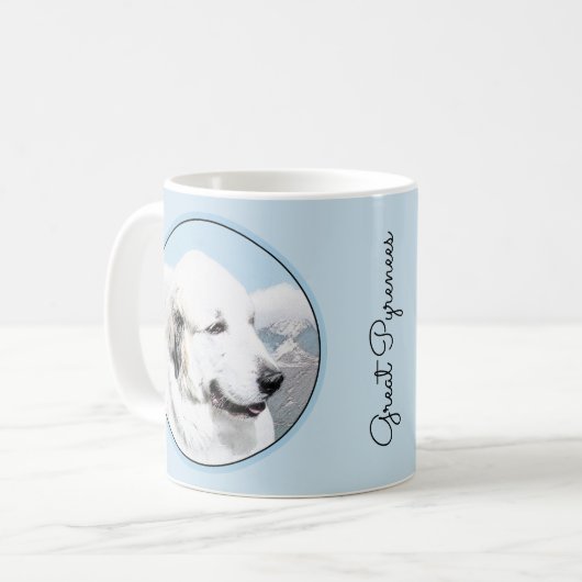 Mug Peinture des Pyrénées - Art original du chien (Devant gauche)