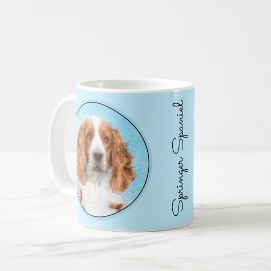 Mug Peinture d'espagnol Welsh Springer - Art original (Devant gauche)
