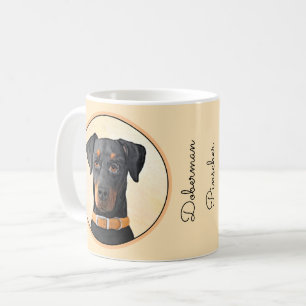 Mug Peinture Doberman Pinscher non rognée Art original