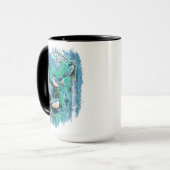 Mug Peinture d'oiseaux bleus d'hiver (Devant gauche)