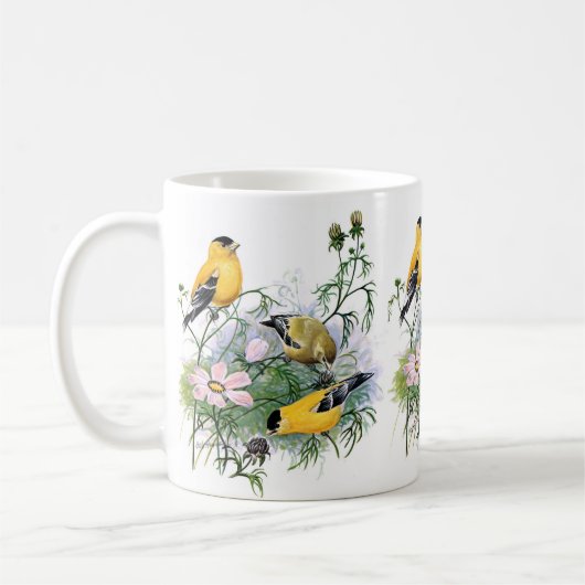 Mug Peinture d'oiseaux d'Oiseau-Chant américain (Gauche)