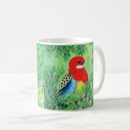 Mug Peinture d'oiseaux Rosella (Devant droit)