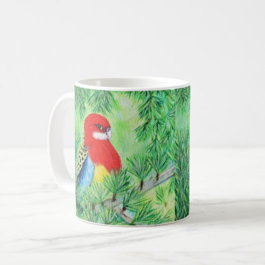 Mug Peinture d'oiseaux Rosella (Devant gauche)