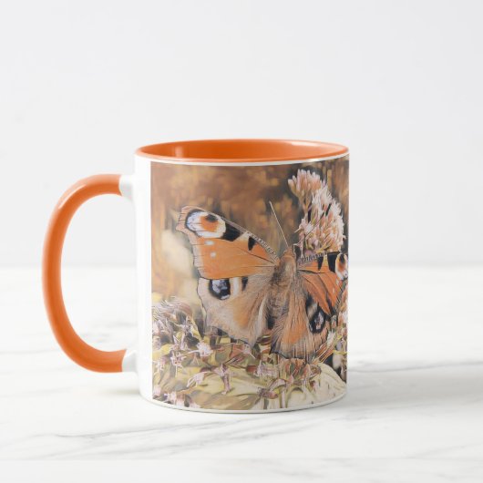 Mug Peinture d'un papillon orange et noir sur flotteur (Gauche)