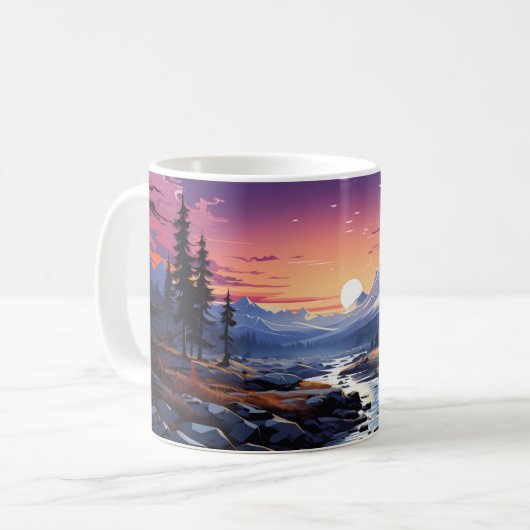 Mug Peinture D'Un Paysage Forestier En Hiver (Devant gauche)