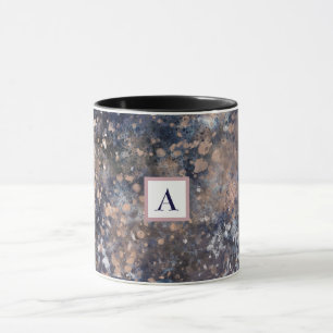Mug Peinture Éclaboussée Bleue et Or Rose Abstrait Gla