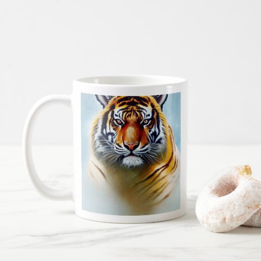Mug Peinture faciale de tigre - Artwork de faune frapp (Avec donut)