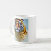 Mug Peinture faciale de tigre - Artwork de faune frapp (Devant gauche)