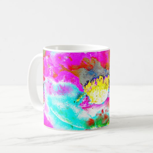 Mug Peinture florale rose sarcelle abstraite élégante (Devant gauche)