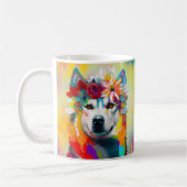 Mug Peinture florale sibérienne Husky (Gauche)