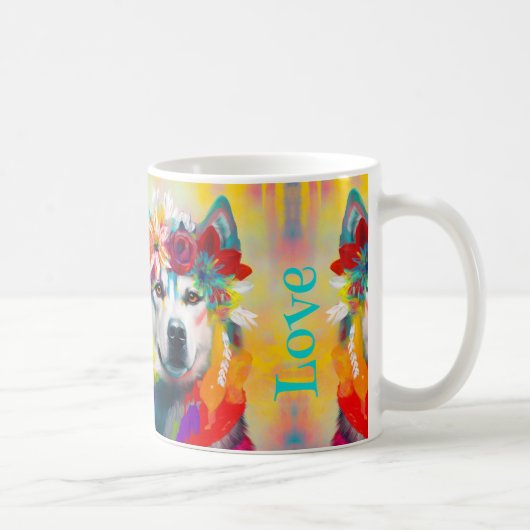 Mug Peinture florale sibérienne Husky (Droite)