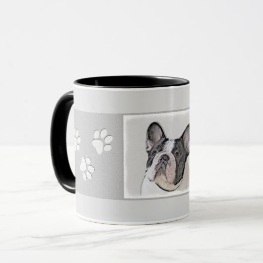 Mug Peinture française de Bulldog (Pied de broche) - A (Devant gauche)