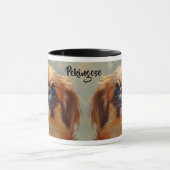 Mug Peinture impressionniste de chien de Pekingese (Centre)