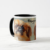 Mug Peinture impressionniste de chien de Pekingese (Devant gauche)