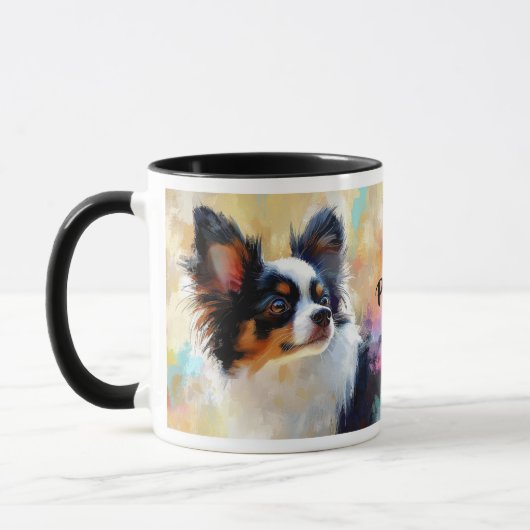 Mug Peinture impressionniste de chien Papillon (Gauche)