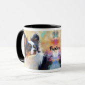 Mug Peinture impressionniste de chien Papillon (Devant gauche)