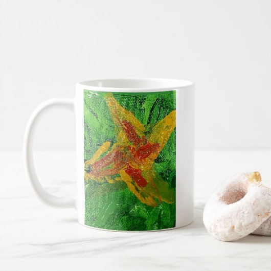 Mug Peinture impressionniste d'une fleur Citrouille (Avec donut)