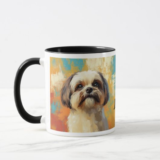 Mug Peinture impressionniste Lhasa Apso Dog (Gauche)